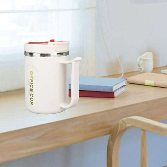 Taza De Acero Inoxidable Con Asa Y Tapa, Café Aislado 304