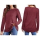 thumbnail image 3 of Camisas de Larga para Mujer, Blusas Holgadas de Cuello Redondo, Elegantes, Informales, para Otoño e Invierno. Rojo L, 3 of 5