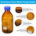 thumbnail image 3 of Uxcell Round Media Storage Bottles, 1000ml Thickened Glass Graduated Round Bottles with GL45 Blue Screw Cap for Lab Water Reagent Liquids, Brown, 3 of 7