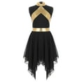 thumbnail image 3 of renvena Girls Praise Church Dance Dress Sleeveless Metallic Gold Asymmetrical Liturgical Celebration Choir Costume Black 10, 3 of 7