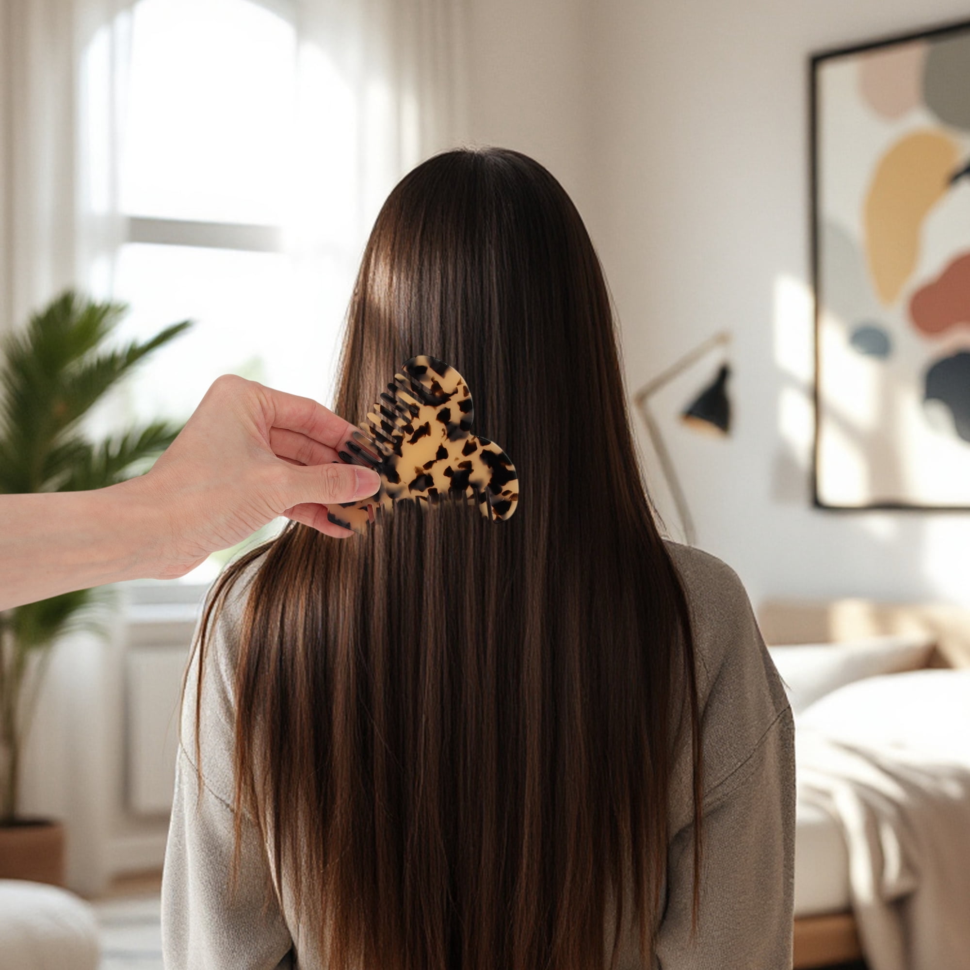 Unique Bargains 1 Pc Heart Shaped Hair Comb for Effortless Hair Care Styling Light Brown