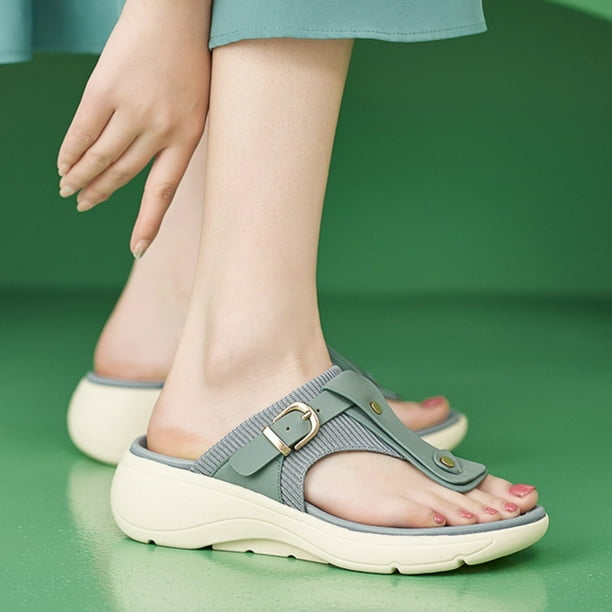 Women s Sandals Female Sandal Adult Womens Shoes One Toe Sandals for Women New Thick Soled Slippers Light Antiskid Comfortable Casual Wedge Summer