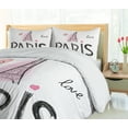 thumbnail image 5 of Ambesonne Eiffel Tower Duvet Cover Sets, Sketchy Hand Drawn, 2-King, Pale Pink Dark Grey, 5 of 7