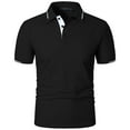 thumbnail image 4 of YLSDY Mens Casual Button Collared Shirts Collared Classic Button Basic Short Sleeve Cotton Pique Button Collared Shirt Stylish Golf Tops Black L, 4 of 5