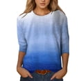 thumbnail image 1 of WEAIXIMIUNG T-Shirts pour Femmes Coupe Ample Graphique Confortable T-Shirts pour Femmes Hauts d'Été Col Rond Manches Trois-Quarts Blouse Imprimée Florale Confortable, 1 of 4