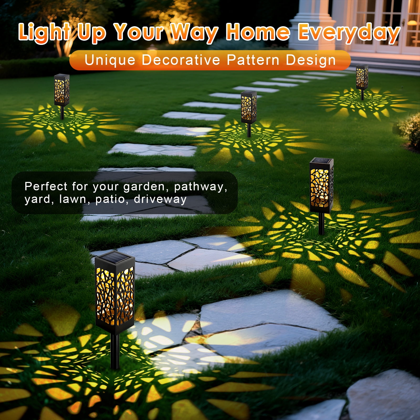 Ninonly 6 Pack Solar Pathway Lights Outdoor Solar Powered LEDs Landscape Lighting for Garden Path Walkway