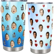 Personalized Faces Tumbler Women Custom Photo Insulated Cup Travel Coffee Mug with Lids Stainless Steel 20 oz Dad Gift for Men Family Friend Fathers Day