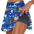 thumbnail image 2 of LEBONYARD Skorts for Women Dressy Casual,Women's Layered Yoga Skirt with Shorts,Women's Summer Flower Print Pleated Tennis Skirts Stretchy Yoga Fake Two Piece Shorts Skirt Blue XXL, 2 of 7