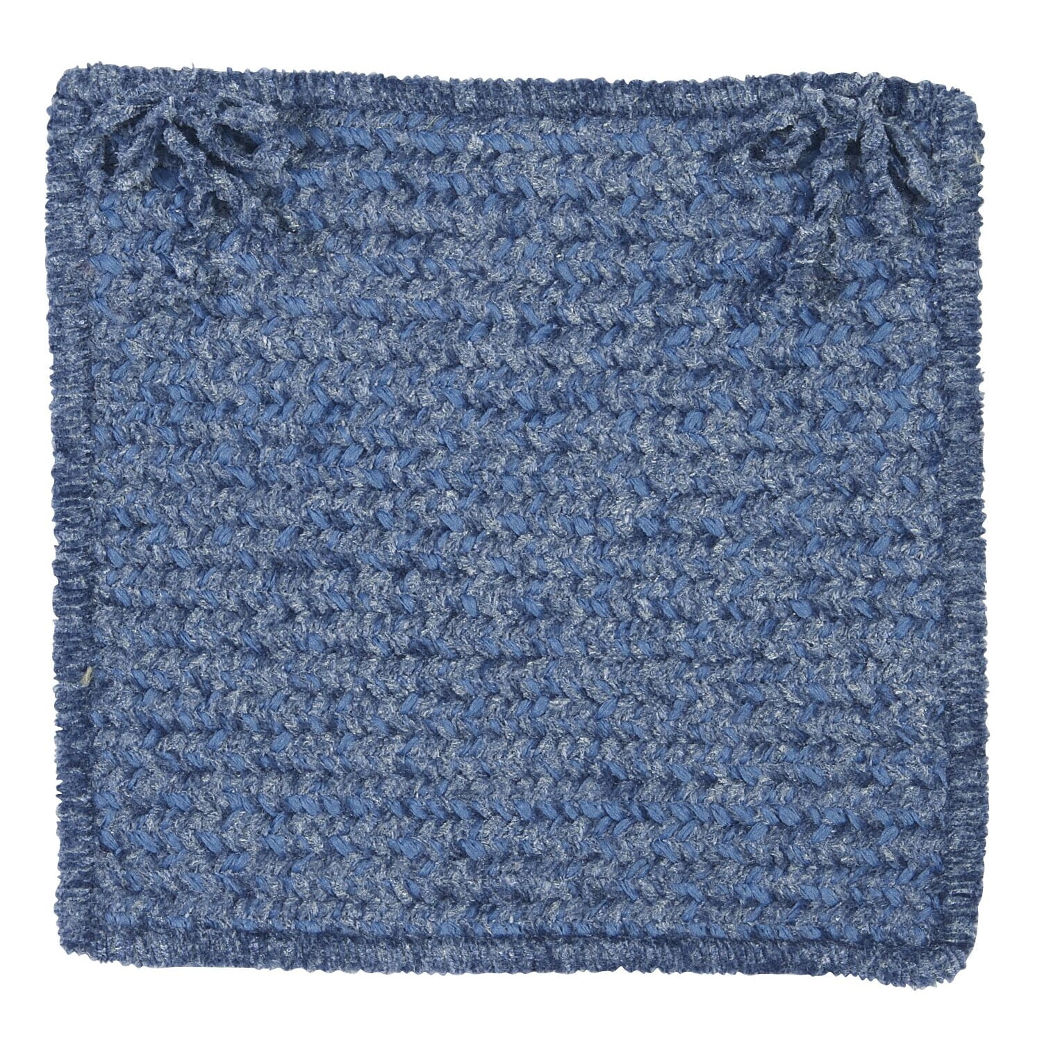 15" Blue Handmade Braided Chair Pad