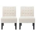 thumbnail image 2 of 2 Pcs Accent Chair , Beige Fabric Covered Chairs With Exquisite Button Tufting, Classic Slipper Style And Wooden Legs For Dressing Room (2 Pcs) - Upholstered Sophisticated Robust Wood Bedroom, 2 of 6