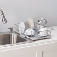 thumbnail image 4 of Home Basics 3 Piece Rust-Resistant Vinyl Dish Drainer with Self-Draining Drip Tray, Silver, 4 of 5
