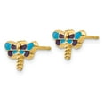 thumbnail image 2 of Real 14kt Yellow Gold Enameled Dragonfly Earrings; for Adults and Teens; for Women and Men, 2 of 3