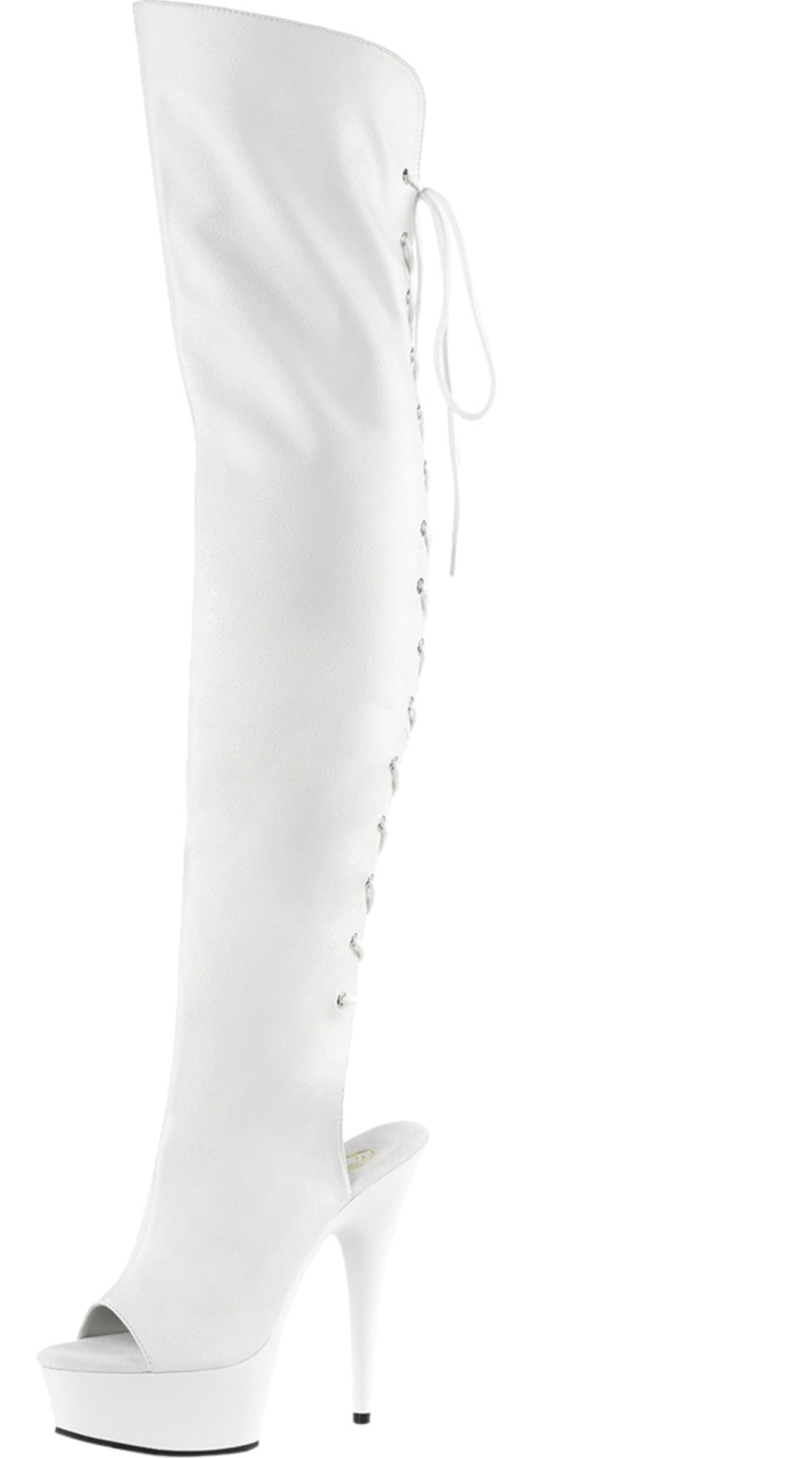 Womens White Thigh High Boots Open Toe Shoes Over the Knee Boots 6 Inch Heels Womens White Thigh High Boots Open Toe Shoes Over the Knee Boots 6 Inch Heels
