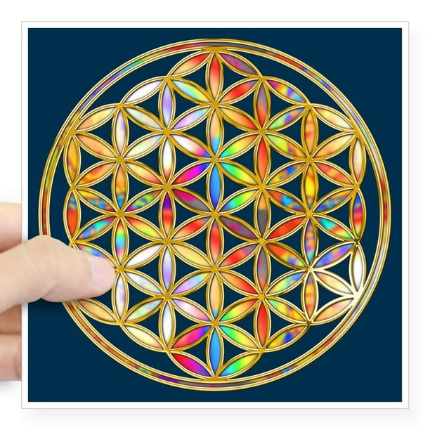 CafePress - Flower Of Life Gold Colored II Sticker - Square Sticker 3 ...