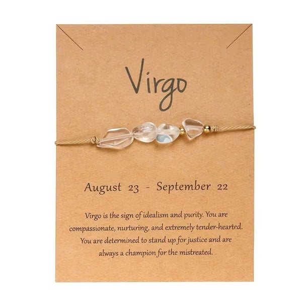Fiudx Pulsera de Piedra de La Suerte, Temática de Constelaciones Vintage, Piedra Natural, Tarjeta Del Signo Del Zodíaco, Regalo Familiar, Buena Fortuna, Diseño Ajustable