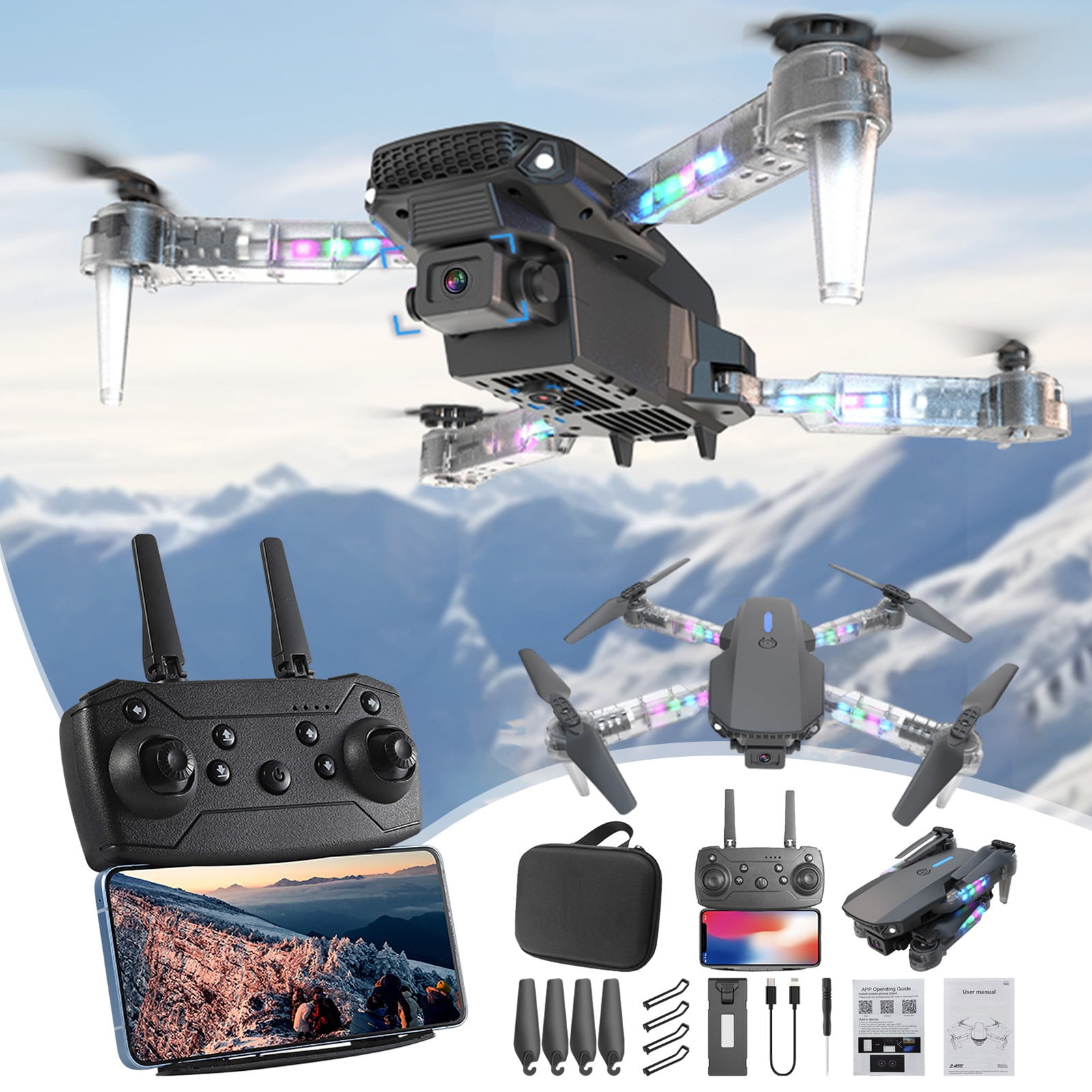 Drone with Camera for Beginners and Kids, Foldable RC Quadcopter with Dual HD Cameras, WiFi FPV Live Video, Altitude Hold