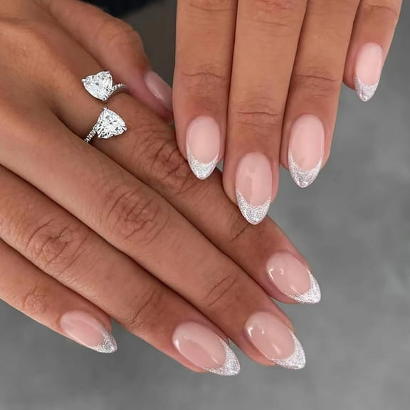 Press on Nails Short Round French Tip Fake Nails Purple Glitter Full Cover Y2K Press on Nails Pink Stars False Nails with Designs Glossy Glue on Nails Artificial Nails for Women Girls 24 Pcs