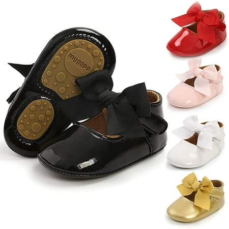 

Infant Baby Girls Soft Sole Bowknot Princess Wedding Dress Mary Jane Flats Prewalker Newborn Light Baby Sneaker Shoes