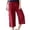 Yoga 42#Red, variant on WAYUTE Womens Leggings Tummy Control Elastic Waist Loose Linen Cropped Wide Leg Solid Color Trouser Loose Fit Workout M