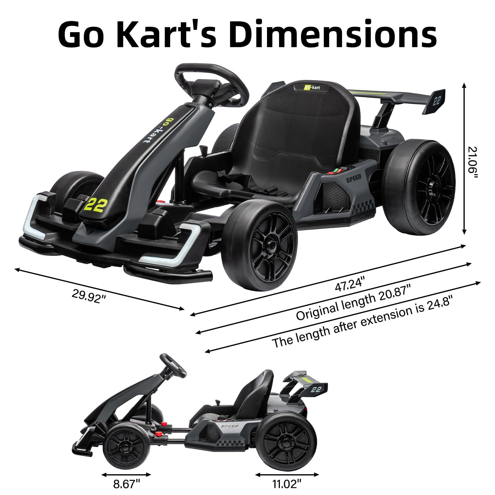 24V Electric Go Kart, 300W Powerful Drift Kart for Kids, Electric