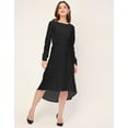 thumbnail image 2 of Moomaya Solid Rayon Long Sleeve Fit & Flare Dress - Round Neck Casual Dress, 2 of 9