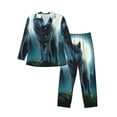 thumbnail image 1 of Balery Wolf Pijama para Hombre de Dos Piezas con Manga Larga, Conjunto de Dormir y Descanso Suave con Bolsillos-Medium, 1 of 7