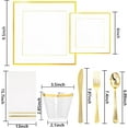 thumbnail image 2 of 350Pcs Clear Plastic Plates with Gold rim - Clear Gold Disposable Dinnerware for 50 Guests include 100 Square Plastic Plates 50Cups 50Cutlery 50Napkins Perfect for New Year Party&Wedding, 2 of 17