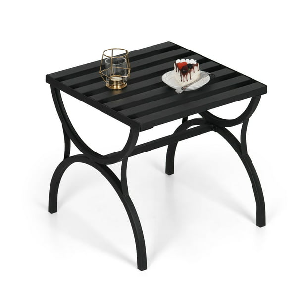Mf Studio Patio Side Square End Table, Small Outdoor Wrought Iron Coffee Table