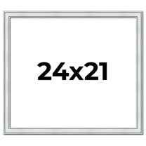 24x21 Frame Sterling Silver Solid Wood Picture Frame | 1.25 Inch Moulding Width | 0.75 Inch