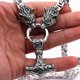 thumbnail image 5 of Collar de acero inoxidable con cabeza de lobo de Thor Mjolnir, colgante de martillo de Thor vikingo nórdico, cadena de rey, collar de amuleto vikingo, regalos vikingos, 5 of 5