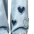thumbnail image 4 of Edvintorg Straight Leg Jeans for Girls Cute Heart Patchwork Elastic Waist Wide Leg Denim Pants with Pockets Teen Girl Clothes 5-15, 4 of 6