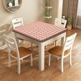 thumbnail image 3 of Square Checkered Fitted Polyester Table Cover, White Red Plaid Elastic Edge Home Decorative Tablecloths, Oil & Dust Proof Washable Tablecloth, For Indoor Picnic BBQ Table Clothes, Fits 34"x34" Table, 3 of 6