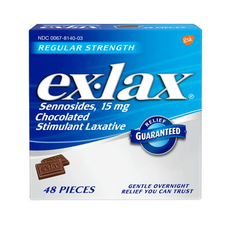 Ex-Lax Regular Strength Stimulant Laxative Chocolated Pieces, 48