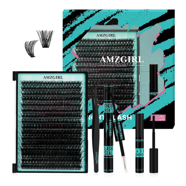 Kit de racimos de pestañas AMZGIRL LASH 320 piezas 80D DIY con adhesivo y removedor