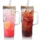 thumbnail image 1 of Vasos de vidrio ANOTION de 700 ml con tapas y pajitas, juego de 4, 1 of 7
