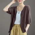 thumbnail image 5 of Lenpel Womens 3/4 Sleeve Cardigans Lightweight V Neck Button down Shirts Casual Loose Fit Cover up Tops Fall Clothes, 5 of 5