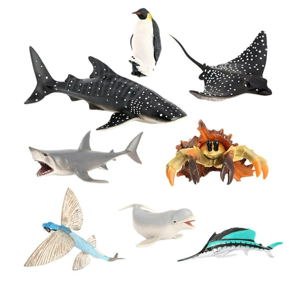 Bunblic 8 Pieces Realistic Deep Sea Animal Figurines Sea Life Creatures Toys Sea Aniaml Figures Playset for Desktop Party Favor Decor
