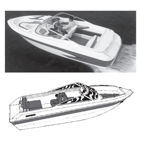 Carver CRV77122S-11 22 ft. Vhull Runabout I-O Boat Cover with Windhsield & Bow Rails - Slate Gray