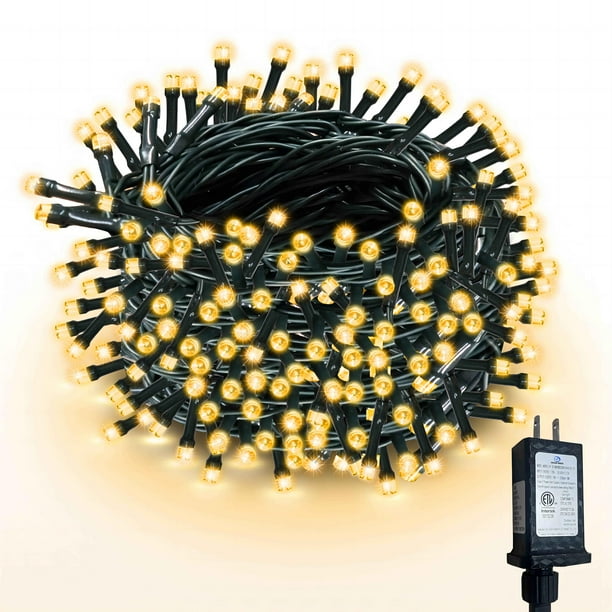 WISD Guirnalda de luces navideñas para exteriores, 75 pies, 200 LED, impermeables, con modos de memoria, luces de hadas con enchufe centelleante para interiores, árbol de Navidad, patio, boda, fiesta,