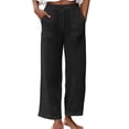 thumbnail image 2 of Bloomae Womens High Waisted Straight Leg Work Pants Lightweight Casual Solid Color Lounge Trousers Loose Boho Pants with Pockets Black XL, 2 of 10