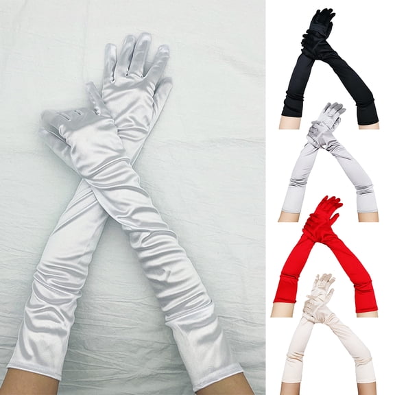 HEVIRGO 1 Pair Long Gloves Solid Color Super Soft High Elastic Fade-Resistant Wedding Party Women Gloves Ladies Mittens Party Supplies