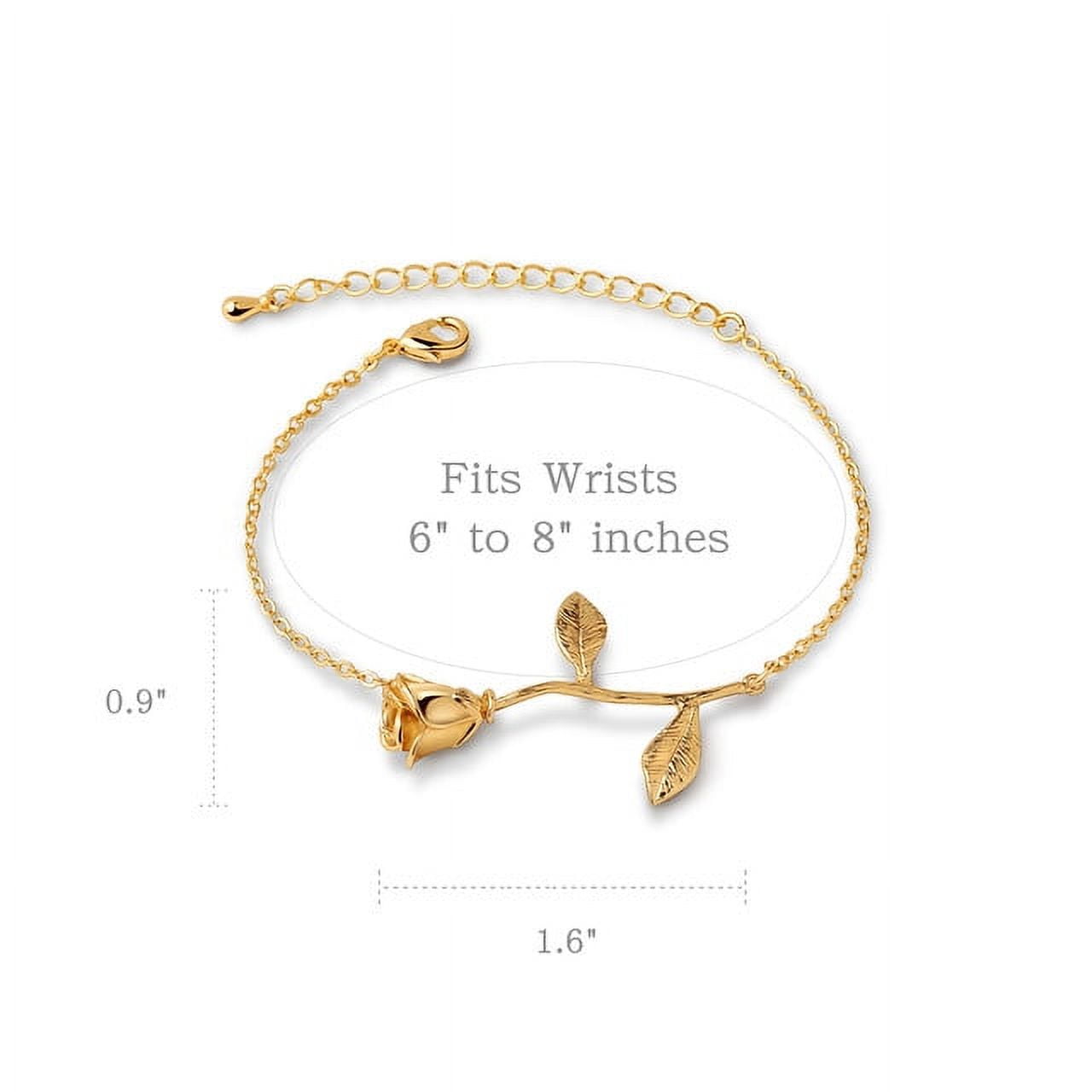 Rose Gold Brass Rose Flower Bracelet Jewelry Valentine's Day Gift Set for Her