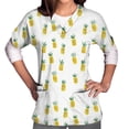 thumbnail image 3 of Snoarin Summer Plus Size Womens Tank Tops Women Tops Short Sleeve V-neck Tops Working Uniform Floral Print With Three Pockets Blouse Work Uniforms for Women on Clearance, 3 of 5