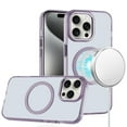 thumbnail image 2 of For Apple iPhone 13 Pro Max Case, Transparent Back Hybrid Case - Magnetic Circle, Color Frame, Metal Buttons, MagSafe Compatible Phone Cover (Light Purple), 2 of 6