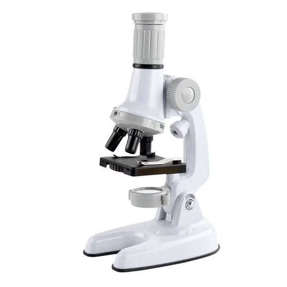 White Children'S Science Microscope Kit With 100X-1200X Magnification, Includes Specimens & Tools, Plastic Build For Ages 8+