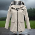thumbnail image 3 of Women's Lightweight Waterproof Rain Jacket Long Hooded Windbreaker Trench Coat Outdoor Travel Hiking Lined Water Repellent, 3 of 6