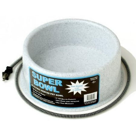 Allied Heated Bowl Farm Innovators Model P-60S 1-1/2-Gallon Round Heated Pet Bowl, Speckletone Gray, 60-Watt ()
