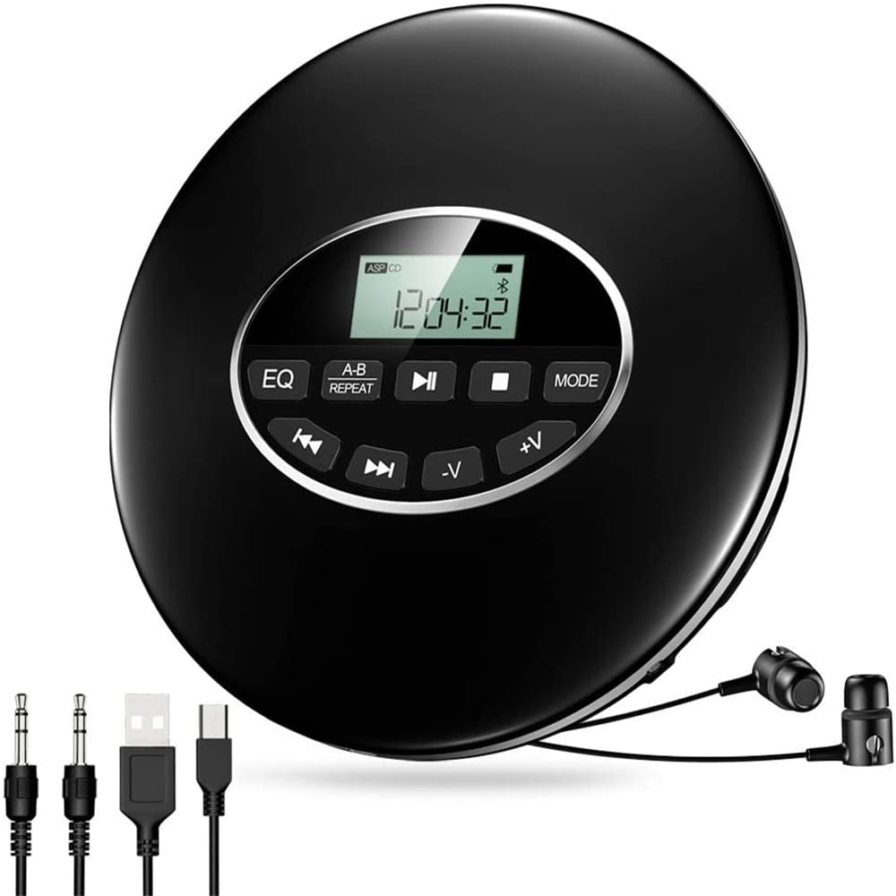 Small Compact Disc CD with In-Car 3.5mm Aux Cable compatibility Bluetooth Portable Personal CD Player 12 hr Battery & Shockproof & Music,Gift for Kids & Adults & Students