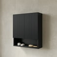 thumbnail image 3 of TOBI 26" Wall-Mounted Bathroom Cabinet with Doors & Open Storage - Space-Saving Over Toilet Organizer for Bathroom, Kitchen, Laundry Room - Matte Black Striped Design, 3 of 5