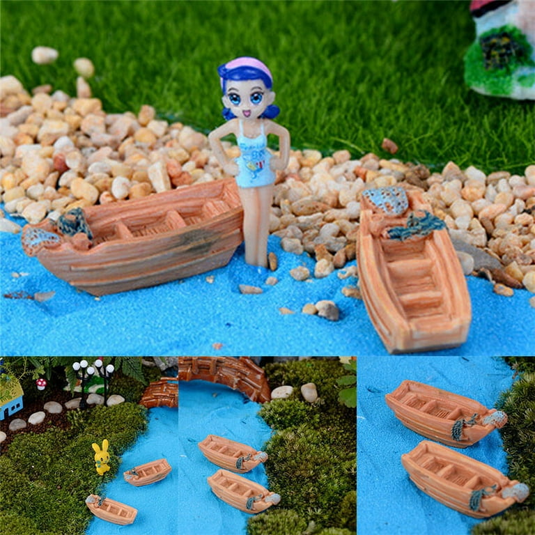 JETTINGBUY Fishing Boat Miniature Fairy Garden Home Decoration DIY